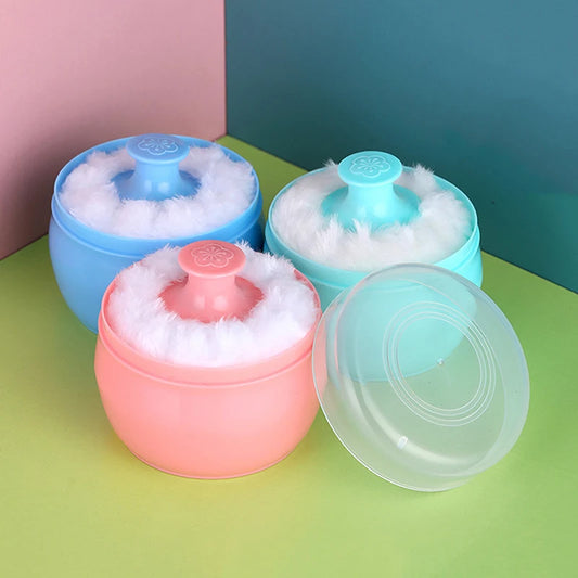 1PCS Talcum Powder Powder Puff With Box Baby Soft Face Body Cosmetic Powder Puff Talcum Powder Sponge Box Case Container