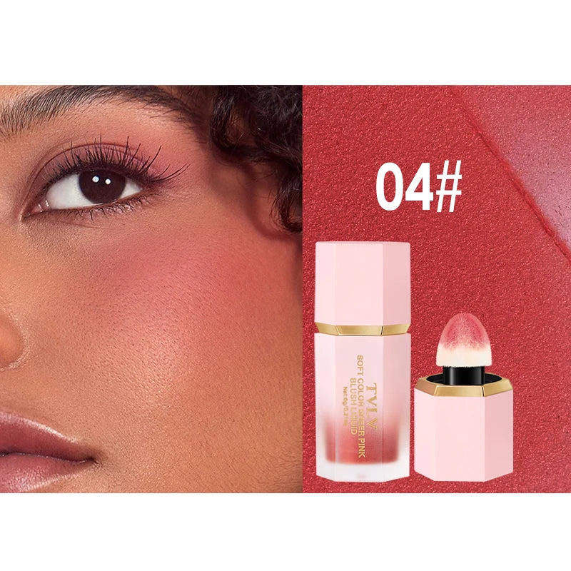 Liquid Blush Cream 6 Colors Smooth Velvet Matte Pink Blusher Natural Easy To Smudge
