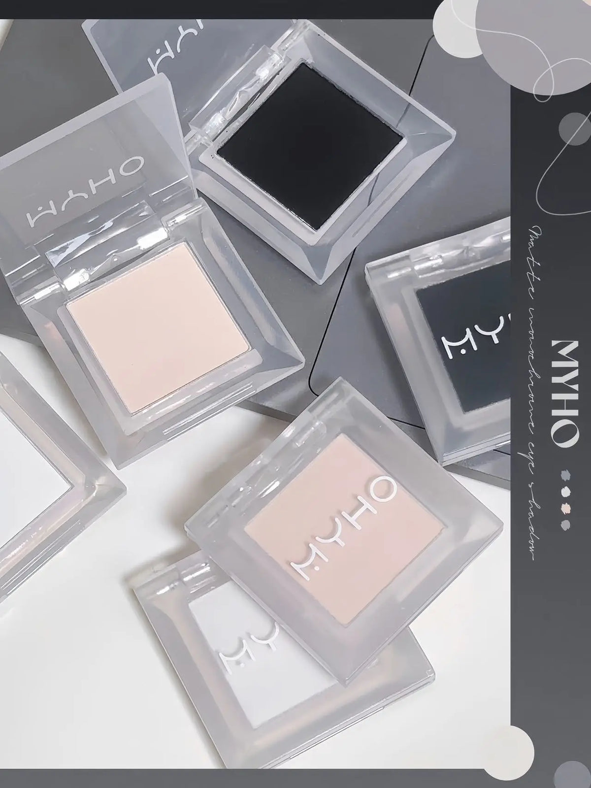 Long-Lasting Matte White and Smoky Black Eyeshadow Palette,Delicate, High-Pigment Monochrome, Contour Enhancing, for daily wear