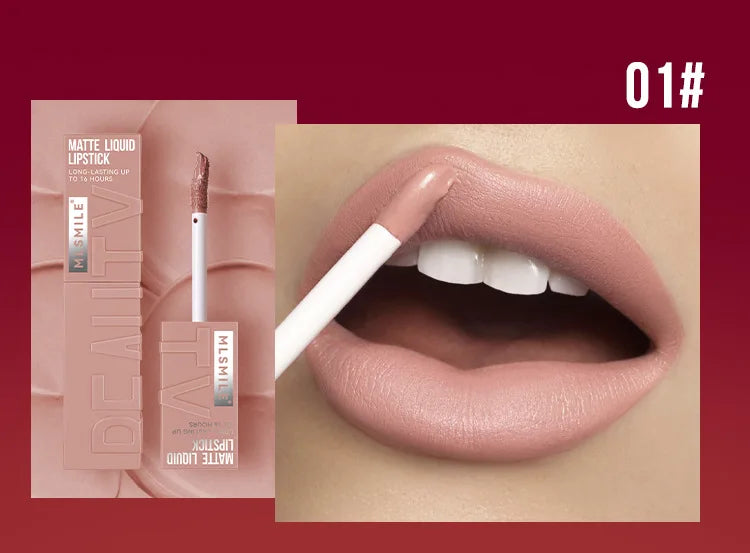 MLSMILE 6 Color Non-stick cup Velvet Satin Gloss Lip glaze Mist Liquid matte lipstick Waterproof long-lasting color liquid