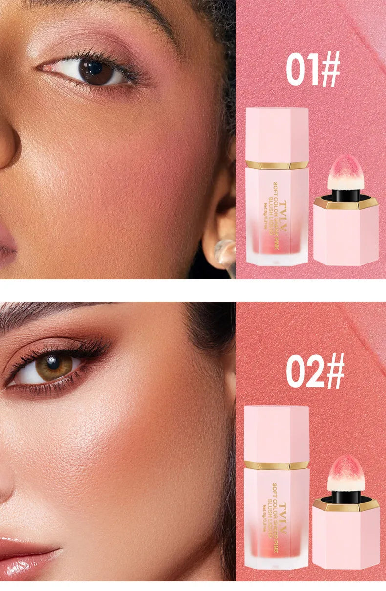 Liquid Blush Cream 6 Colors Smooth Velvet Matte Pink Blusher Natural Easy To Smudge