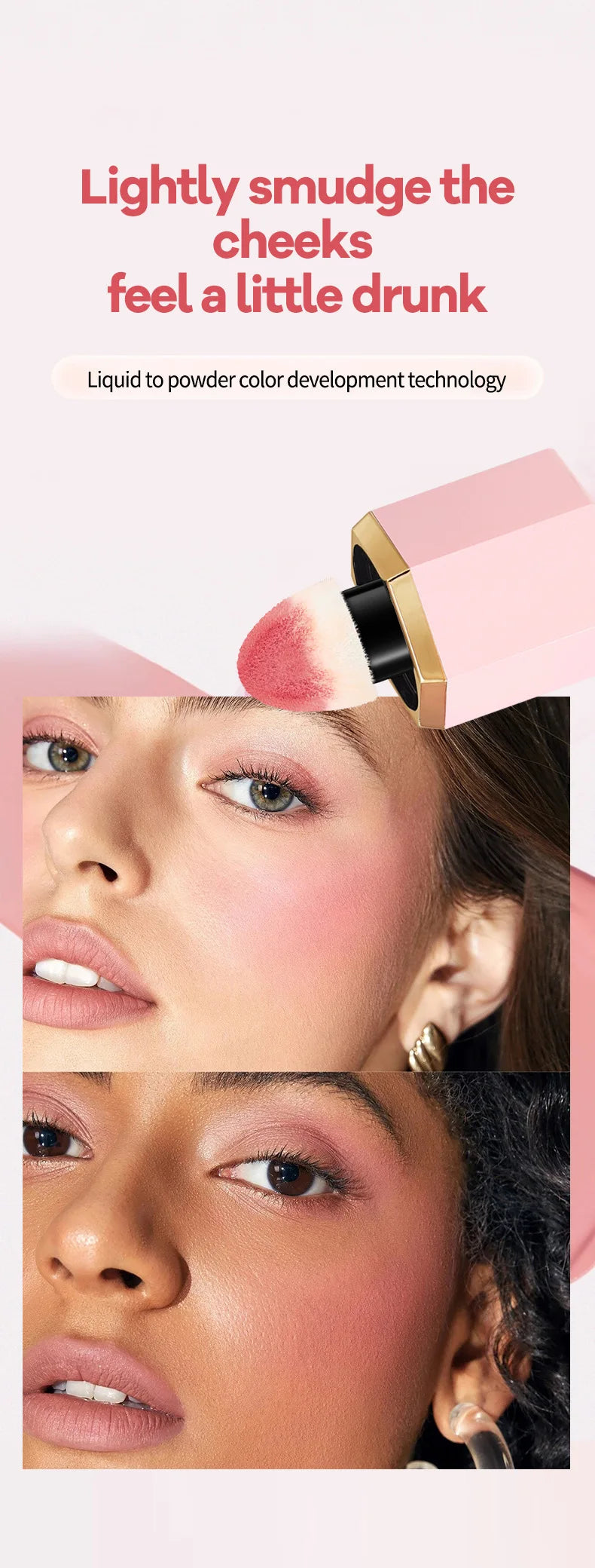 Liquid Blush Cream 6 Colors Smooth Velvet Matte Pink Blusher Natural Easy To Smudge