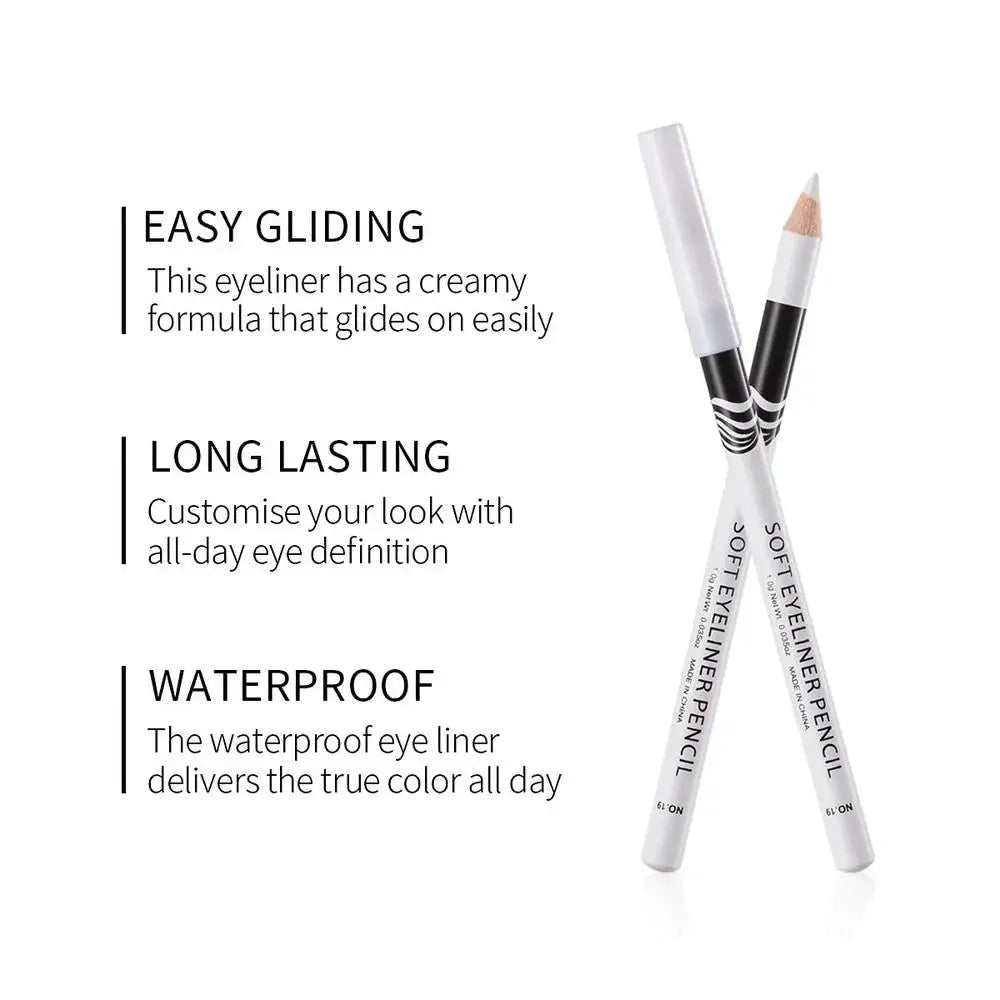 3pcs Fast Drying Matte White Eyeliner Pencil Smooth Waterproof Eyeliner Pen Long Lasting Eyelid Cosmetic Eyes Makeup Tools