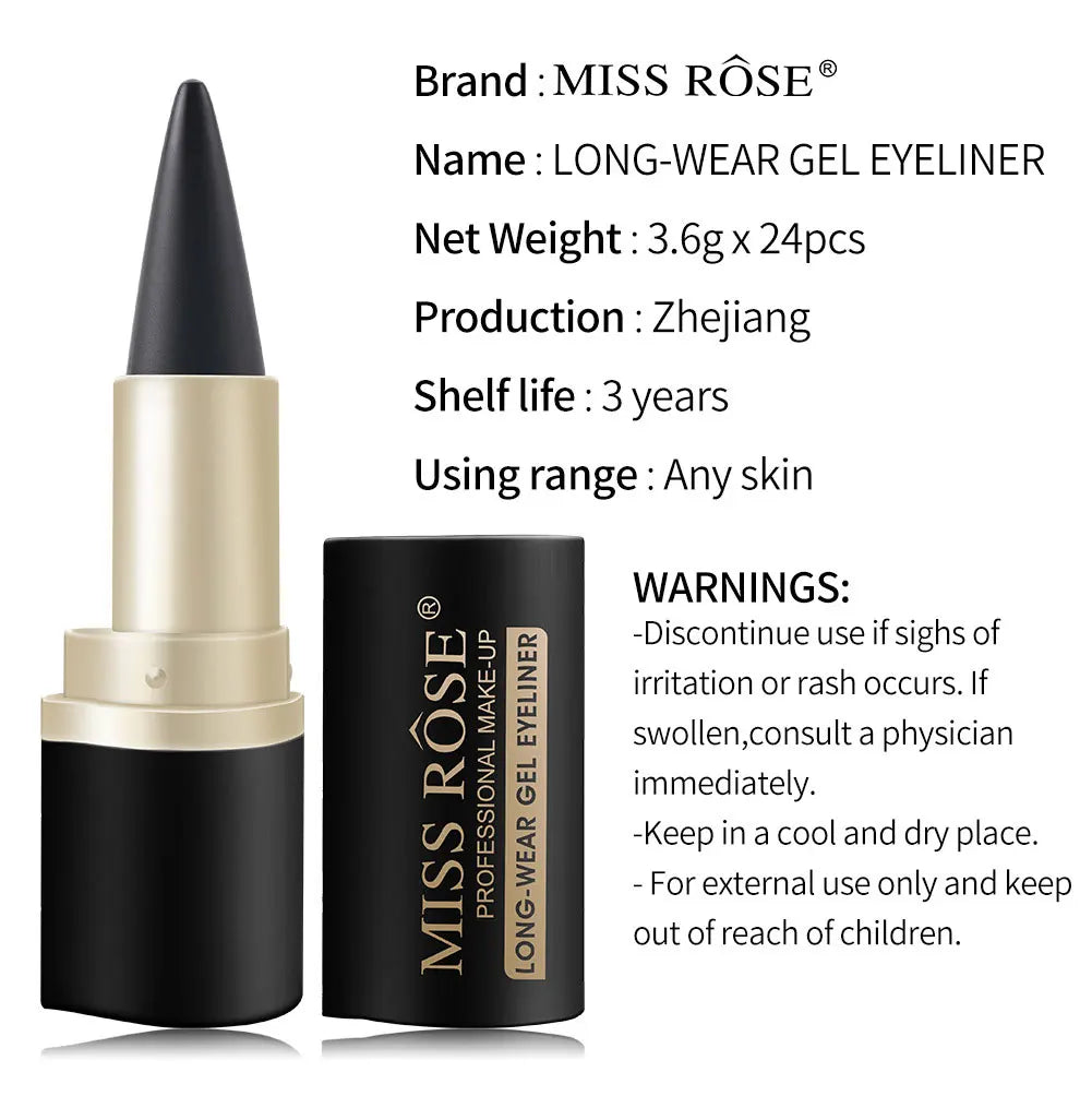 Waterproof eyeliner paste eyeliner quick-drying matte eyeliner single end black solid rich eyeliner pen