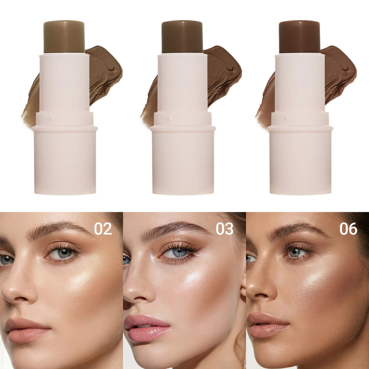 LANGMANNI Tri-Color Multi-Functional Face Brightening Contour Stick Contouring & Brightening Skin-Perfecting Stick
