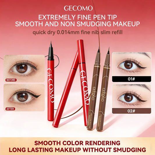 GECOMO Liquid Eyeliner 0.01mm Super Slim Waterproof Quick Dry Long Lasting Color No Smudging Eyeliner Pencil