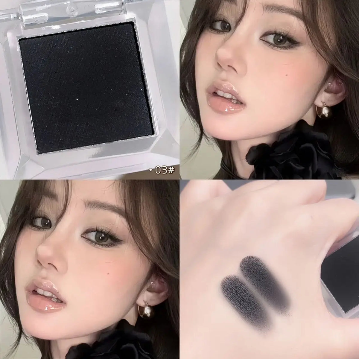 Long-Lasting Matte White and Smoky Black Eyeshadow Palette,Delicate, High-Pigment Monochrome, Contour Enhancing, for daily wear