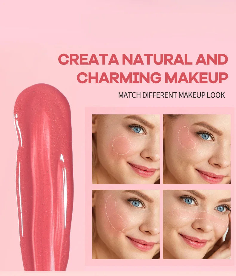 Liquid Blush Cream 6 Colors Smooth Velvet Matte Pink Blusher Natural Easy To Smudge