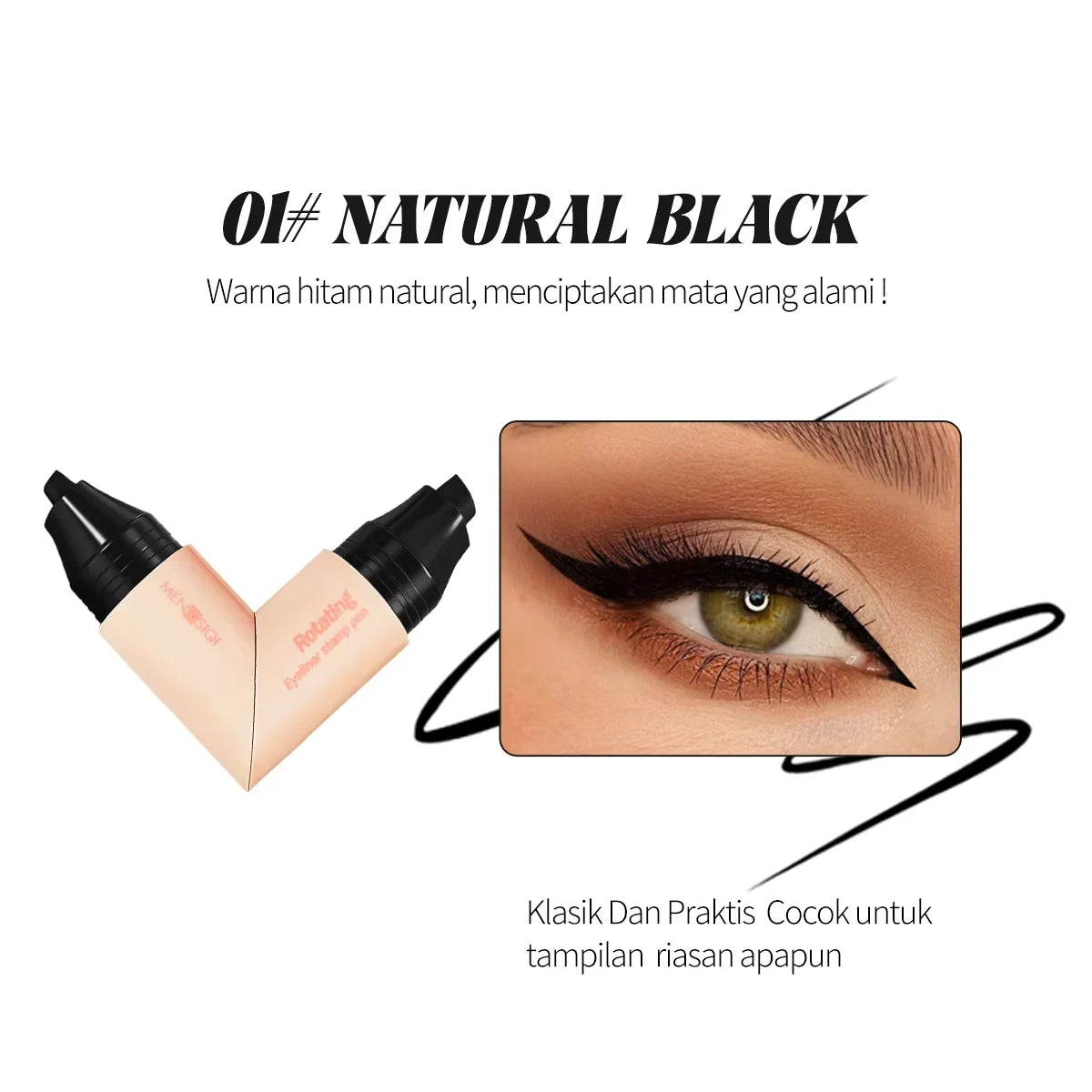2 in 1 Rotating Eyeliner Stamp Smooth Waterproof Long Lasting Smudge Resistant Eyeliner
