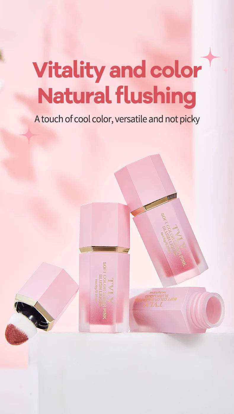 Liquid Blush Cream 6 Colors Smooth Velvet Matte Pink Blusher Natural Easy To Smudge