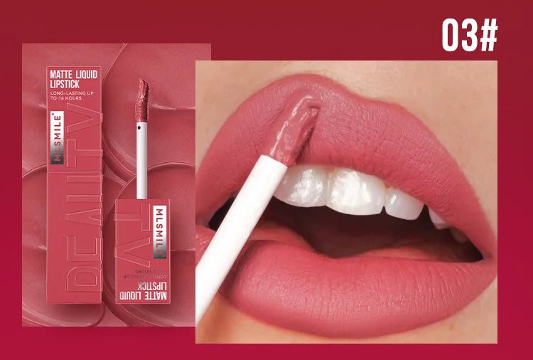 MLSMILE 6 Color Non-stick cup Velvet Satin Gloss Lip glaze Mist Liquid matte lipstick Waterproof long-lasting color liquid