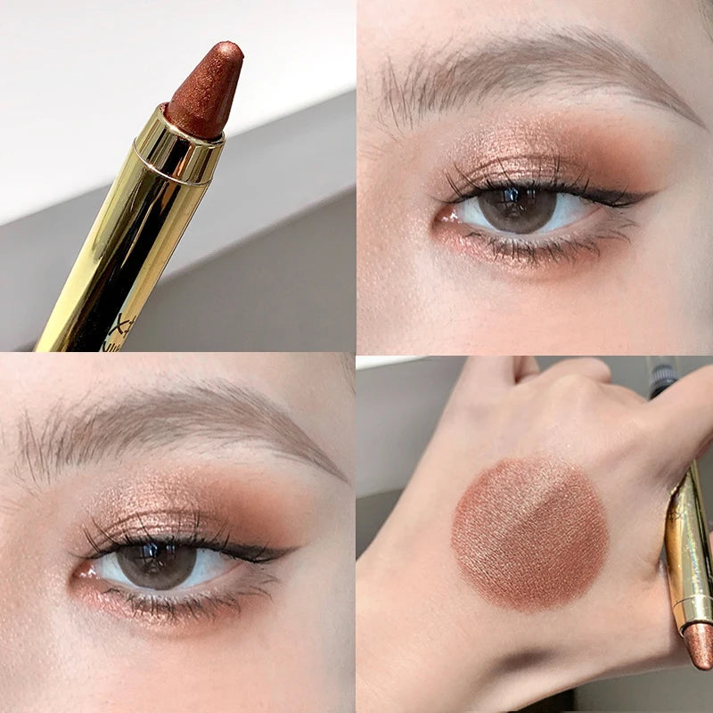 Metallic Glitter Eyeshadow Stick Matte Red Waterproof Shimmer Lying Silkworm Long Lasting High Gloss Pearlescent Eyeshadow Pen