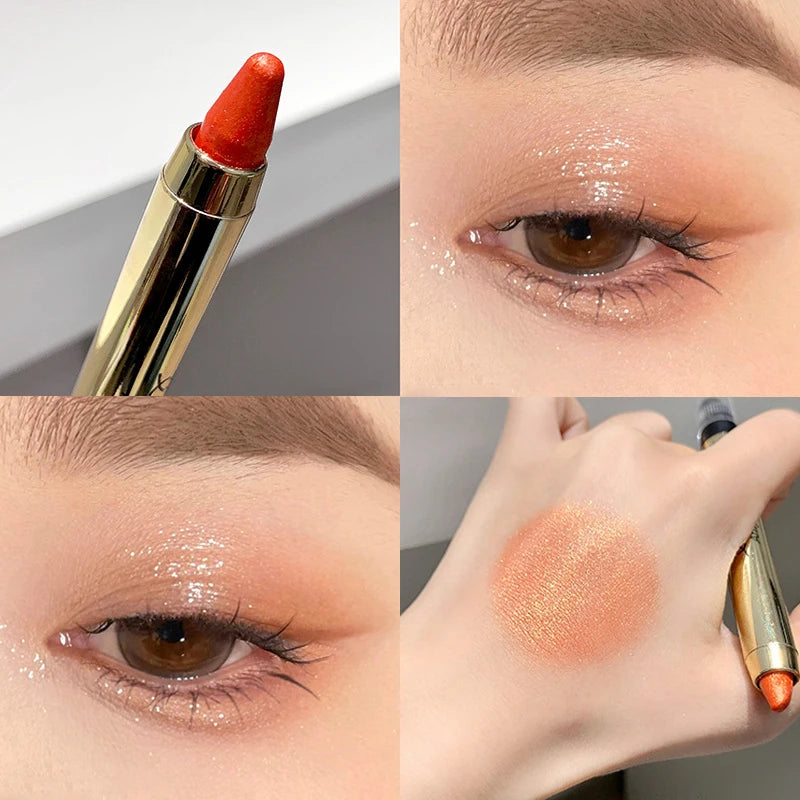 Metallic Glitter Eyeshadow Stick Matte Red Waterproof Shimmer Lying Silkworm Long Lasting High Gloss Pearlescent Eyeshadow Pen