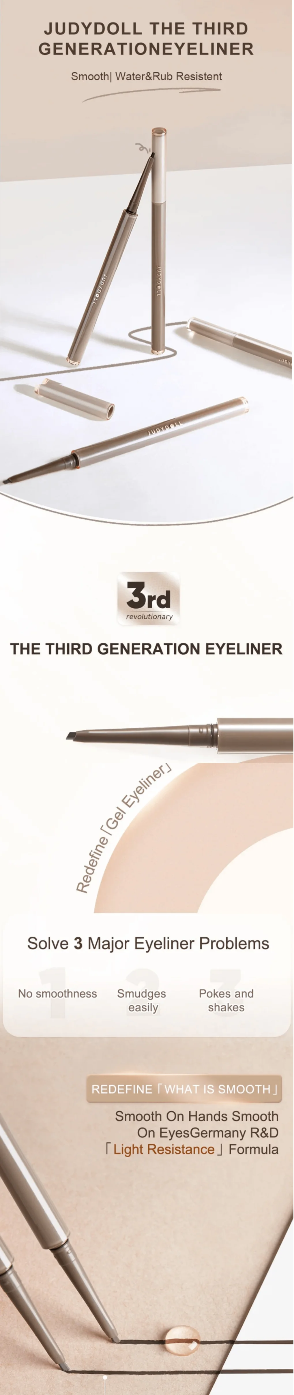 Judydoll Knife-Cut Gel Eyeliner Pencil – Precise Triangle Detailing, Smooth & Beginner-Friendly