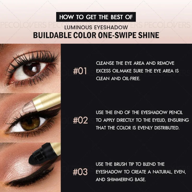1 Pc Shimmer Eyeshadow Stick, Dual-ended Eyeshadow Pen, with Brush, Eye-catching Eye Makeup High Color Rendering, Concert Makeup