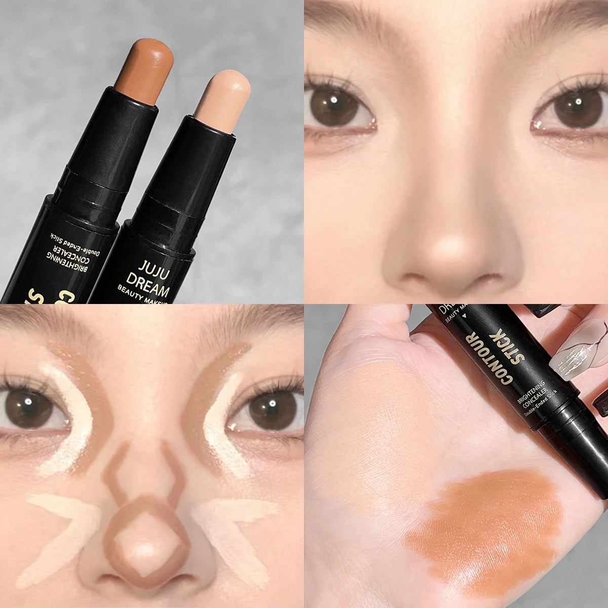 Double-ended dual-purpose high-light trimming stick, three-dimensional contour, nose shadow, facial shape, brighten and trimming