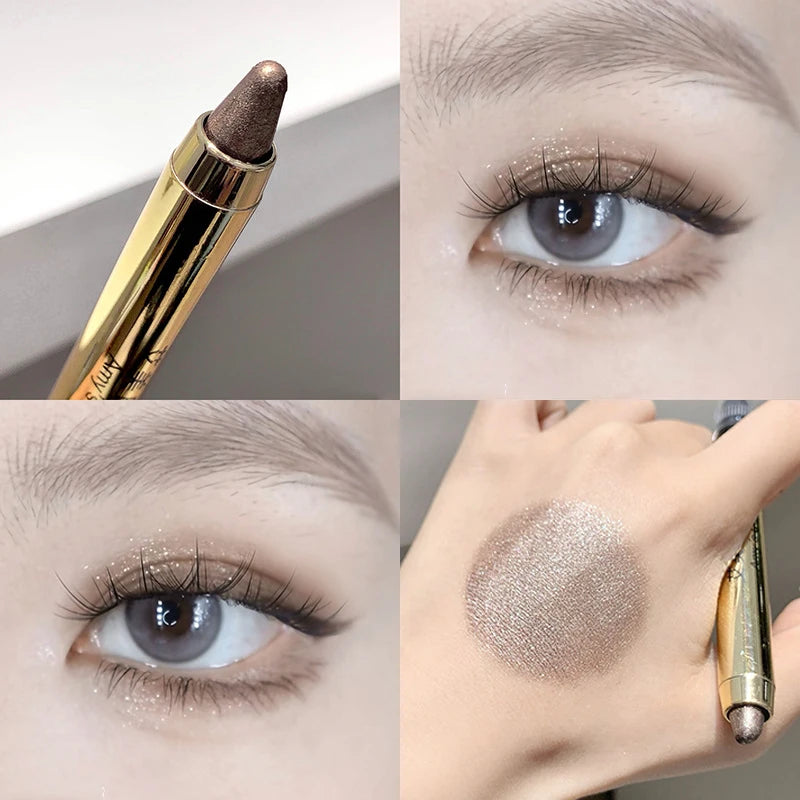 Metallic Glitter Eyeshadow Stick Matte Red Waterproof Shimmer Lying Silkworm Long Lasting High Gloss Pearlescent Eyeshadow Pen