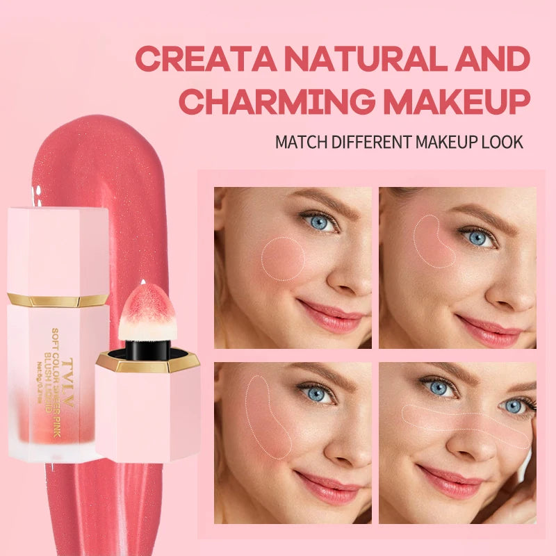 Liquid Blush Cream 6 Colors Smooth Velvet Matte Pink Blusher Natural Easy To Smudge