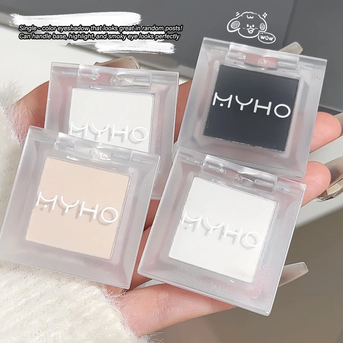Long-Lasting Matte White and Smoky Black Eyeshadow Palette,Delicate, High-Pigment Monochrome, Contour Enhancing, for daily wear