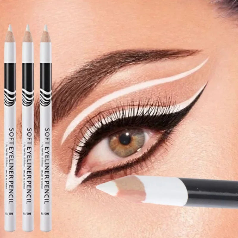 3pcs Fast Drying Matte White Eyeliner Pencil Smooth Waterproof Eyeliner Pen Long Lasting Eyelid Cosmetic Eyes Makeup Tools