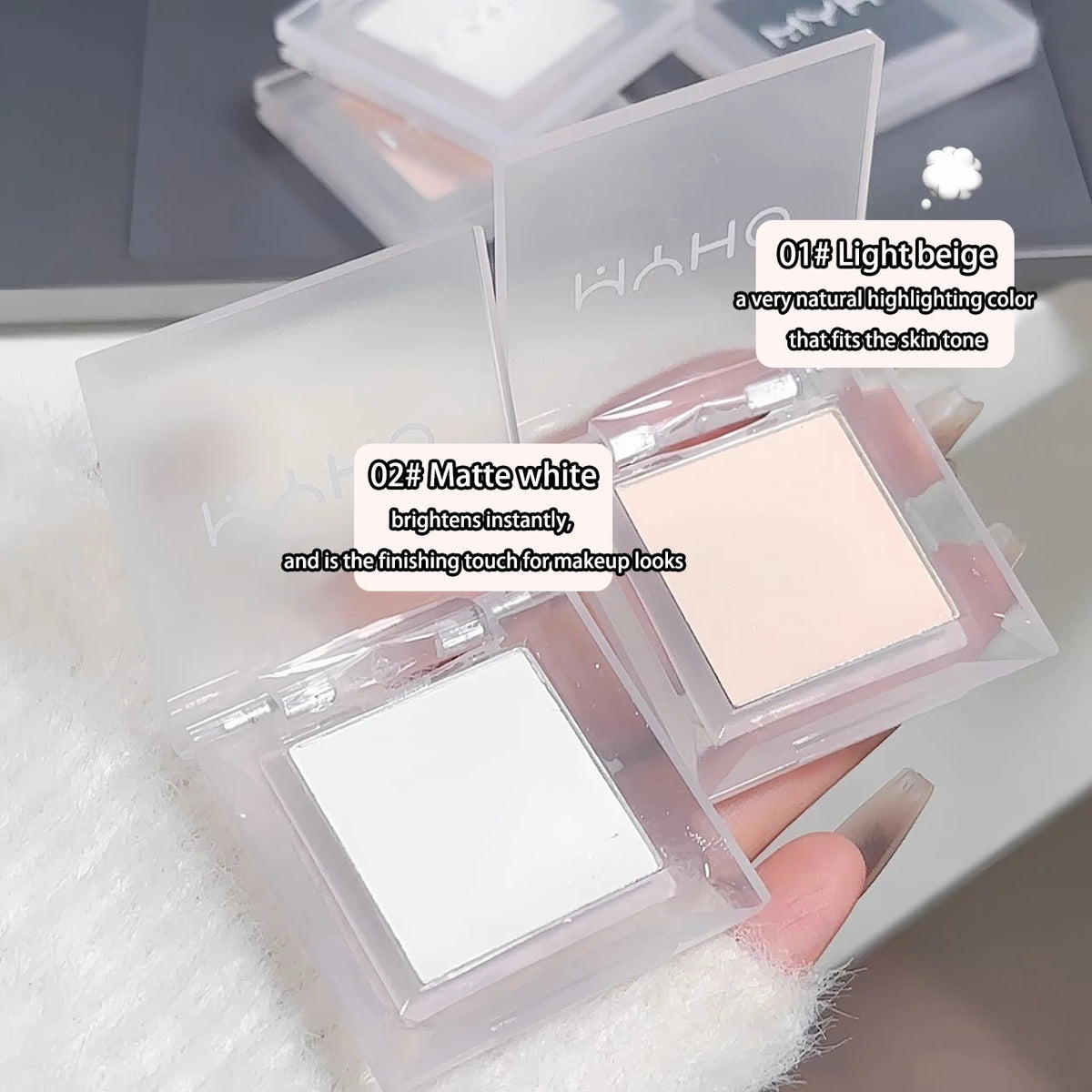 Long-Lasting Matte White and Smoky Black Eyeshadow Palette,Delicate, High-Pigment Monochrome, Contour Enhancing, for daily wear