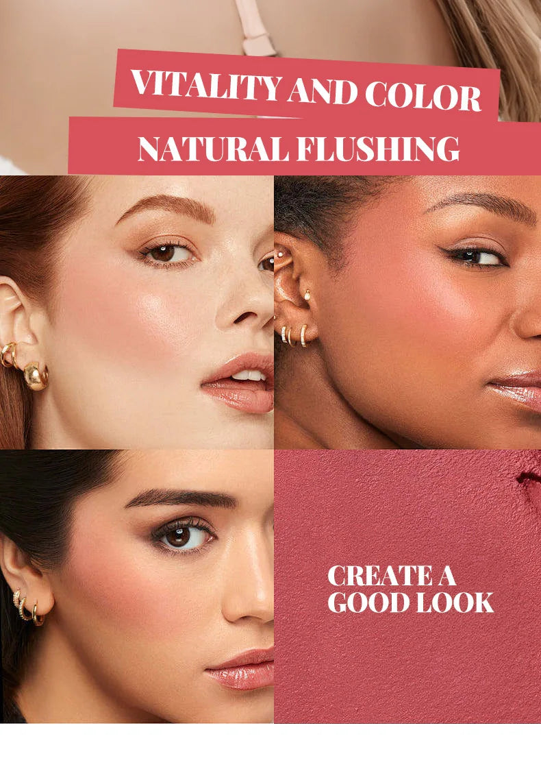 Liquid Blush Cream 6 Colors Smooth Velvet Matte Pink Blusher Natural Easy To Smudge