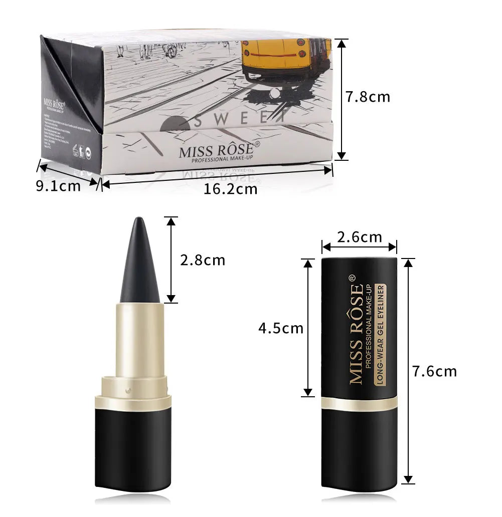Waterproof eyeliner paste eyeliner quick-drying matte eyeliner single end black solid rich eyeliner pen