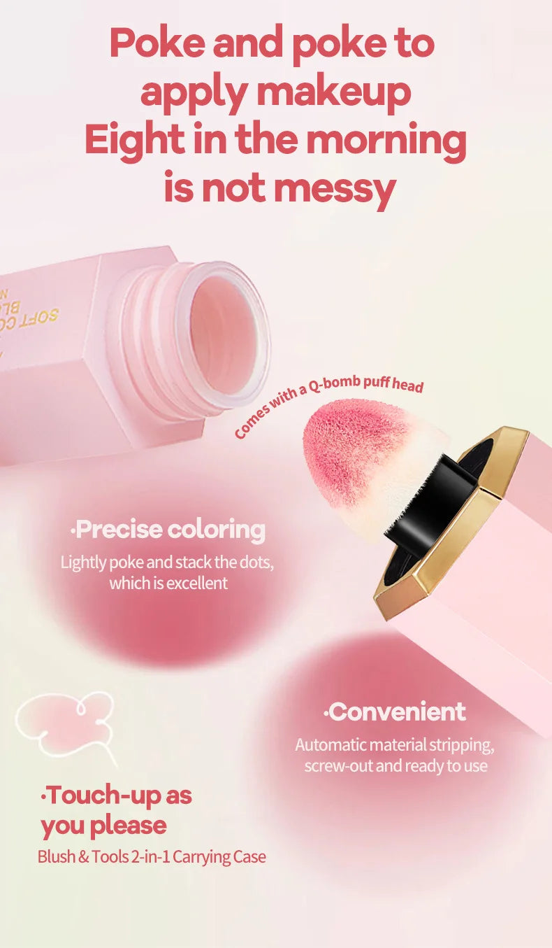 Liquid Blush Cream 6 Colors Smooth Velvet Matte Pink Blusher Natural Easy To Smudge