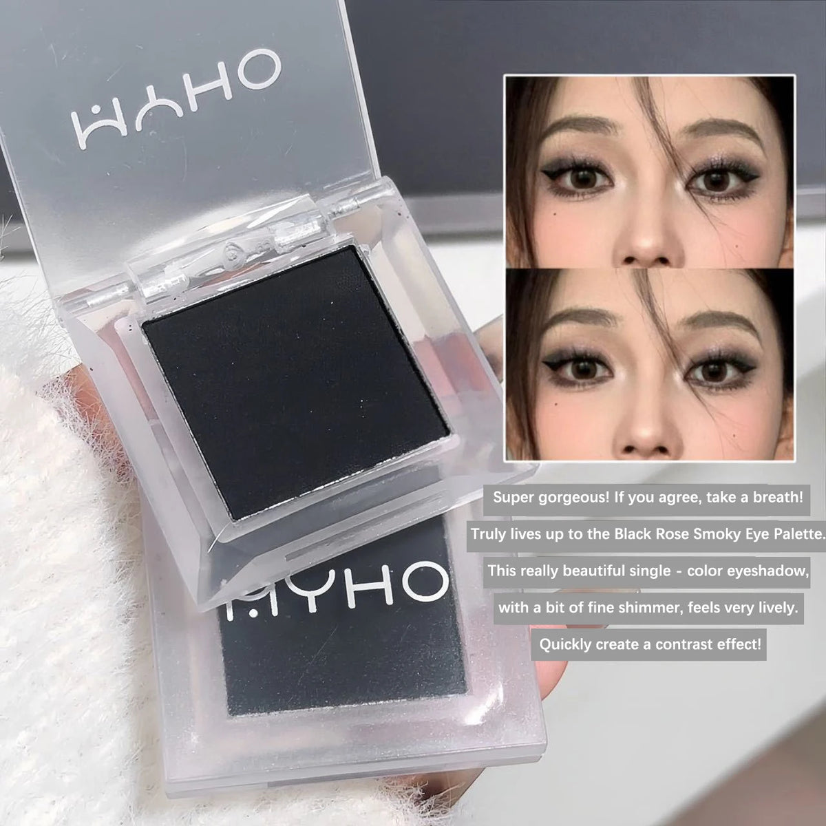 Long-Lasting Matte White and Smoky Black Eyeshadow Palette,Delicate, High-Pigment Monochrome, Contour Enhancing, for daily wear