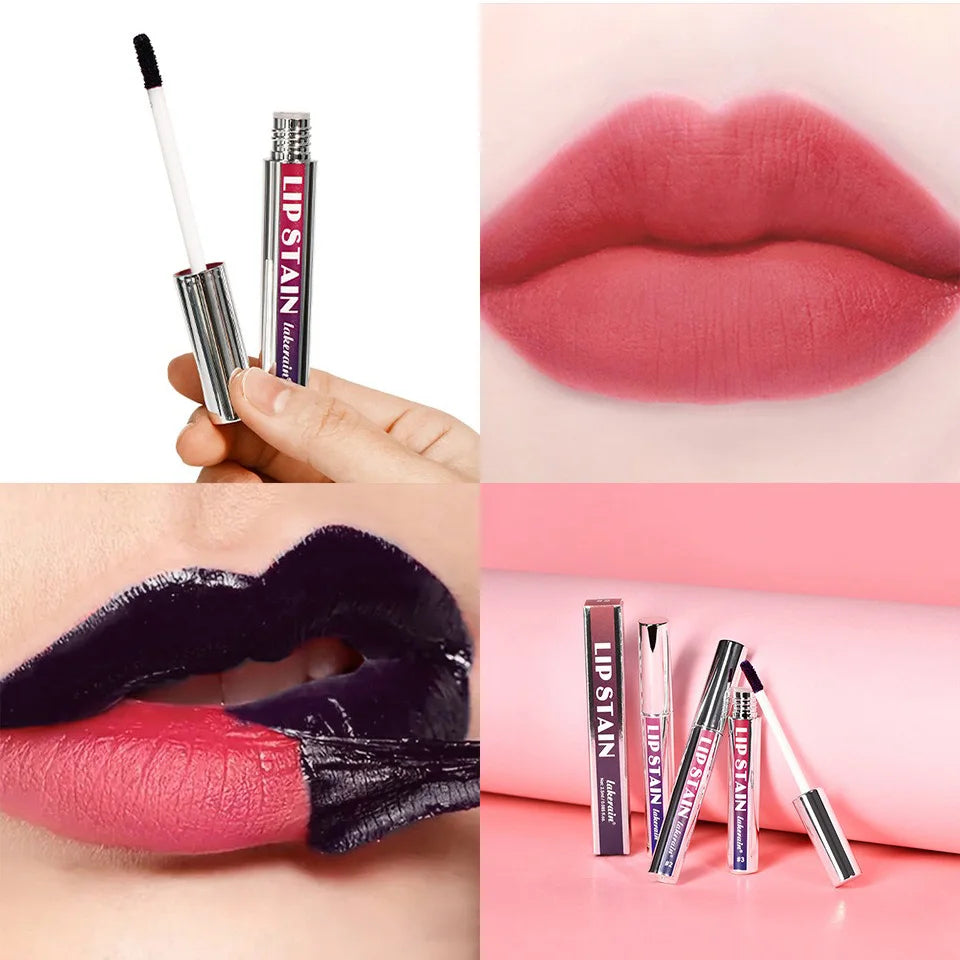 Silver Tube Peel Off Tattoo Lipgloss Waterproof Liquid Matte Lip Tint RosePink Tear-off Lip Stain Non Stick Cup Quick Dry Makeup