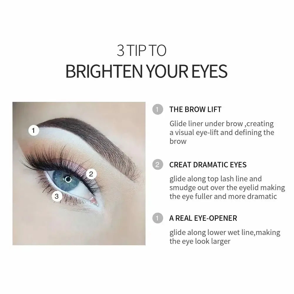 3pcs Fast Drying Matte White Eyeliner Pencil Smooth Waterproof Eyeliner Pen Long Lasting Eyelid Cosmetic Eyes Makeup Tools