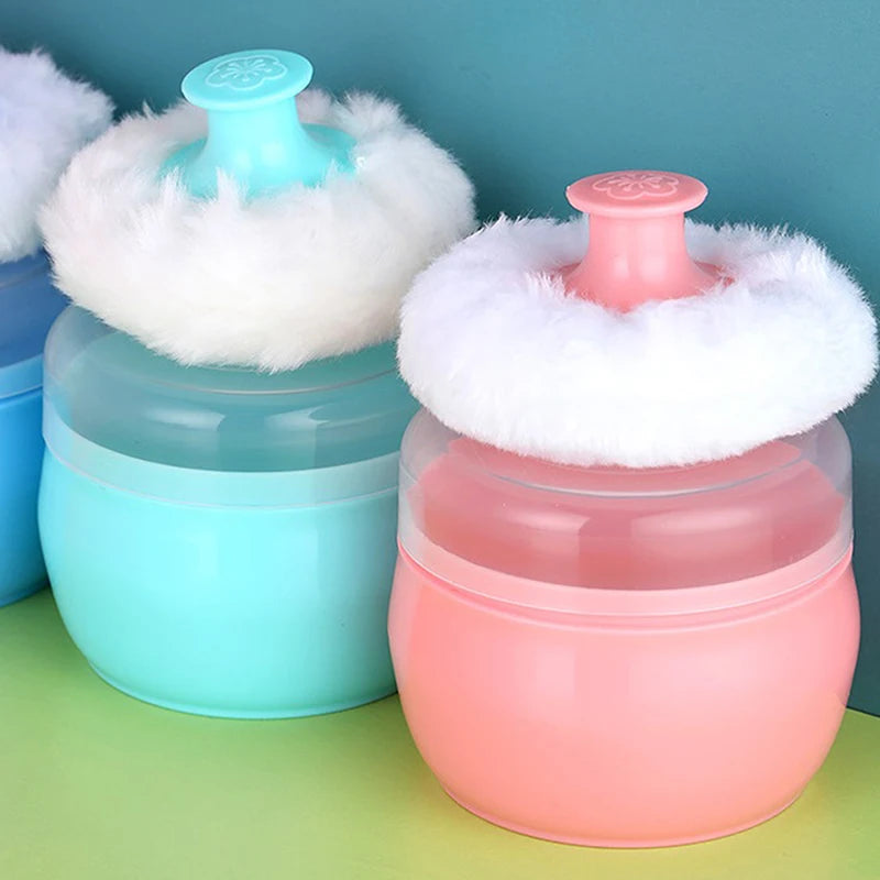 1PCS Talcum Powder Powder Puff With Box Baby Soft Face Body Cosmetic Powder Puff Talcum Powder Sponge Box Case Container