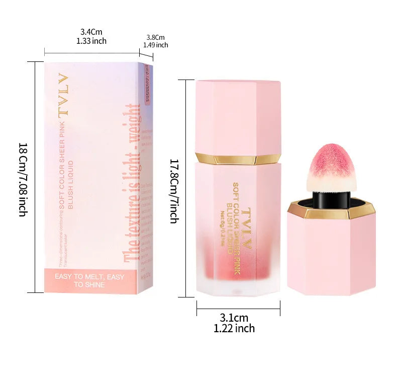 Liquid Blush Cream 6 Colors Smooth Velvet Matte Pink Blusher Natural Easy To Smudge