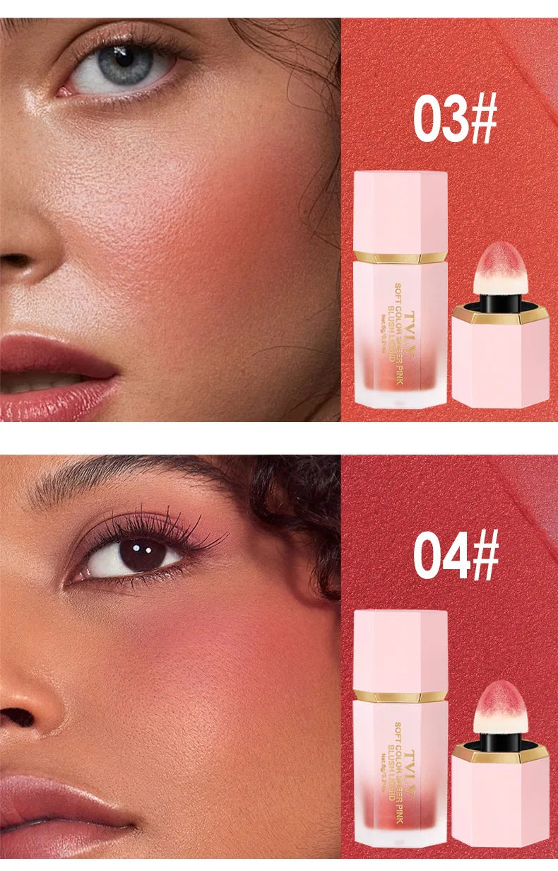Liquid Blush Cream 6 Colors Smooth Velvet Matte Pink Blusher Natural Easy To Smudge