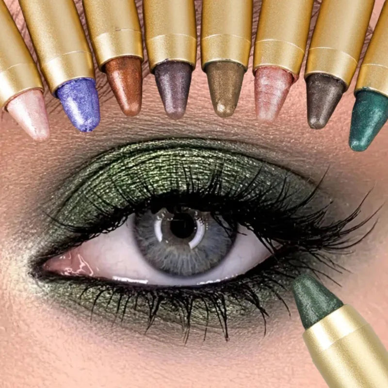 1 Pc Shimmer Eyeshadow Stick, Dual-ended Eyeshadow Pen, with Brush, Eye-catching Eye Makeup High Color Rendering, Concert Makeup