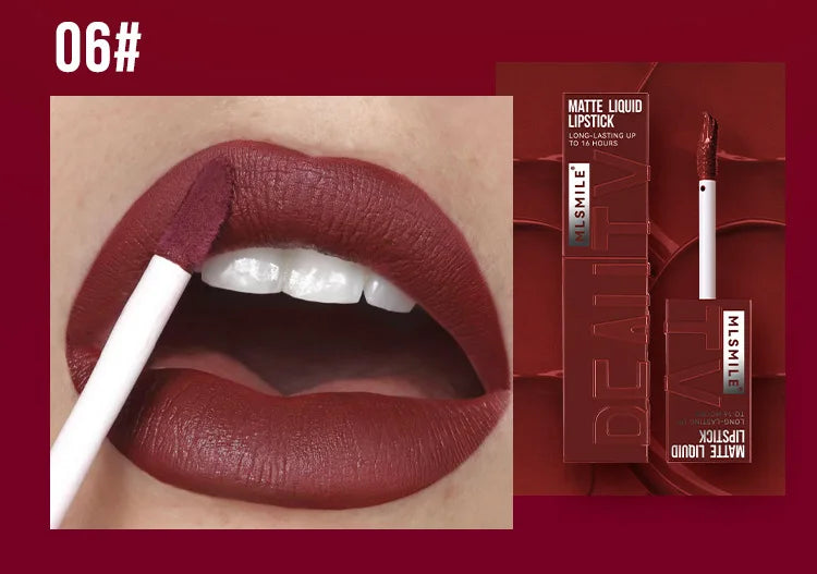 MLSMILE 6 Color Non-stick cup Velvet Satin Gloss Lip glaze Mist Liquid matte lipstick Waterproof long-lasting color liquid