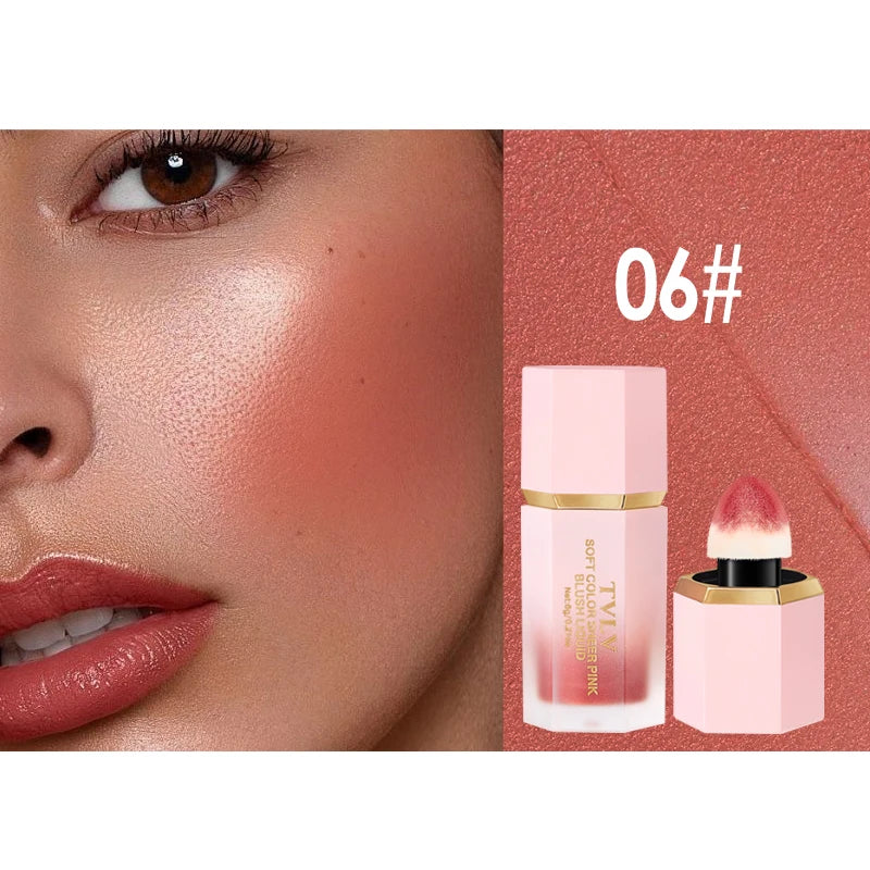 Liquid Blush Cream 6 Colors Smooth Velvet Matte Pink Blusher Natural Easy To Smudge