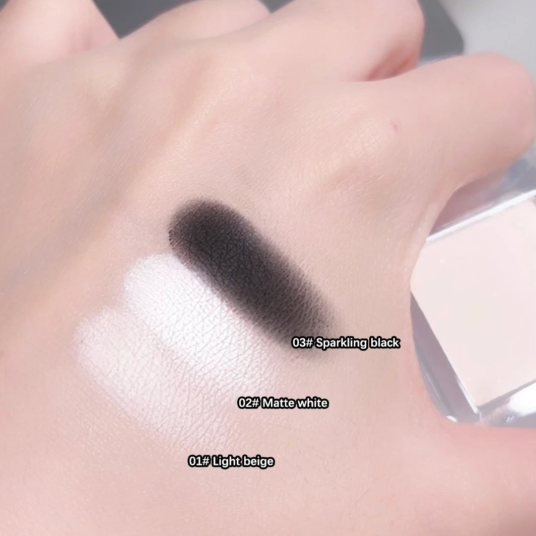 Long-Lasting Matte White and Smoky Black Eyeshadow Palette,Delicate, High-Pigment Monochrome, Contour Enhancing, for daily wear