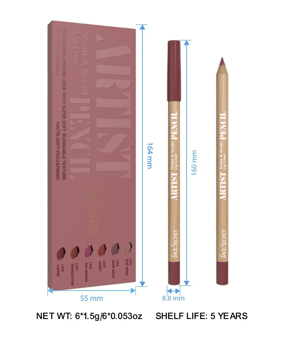 6pcs/set Lip Liner Pen 6 Colors Waterproof And Sweat-proof Not Easy To Fade Non-stick Cup Nude Lipstick Pencil SET
